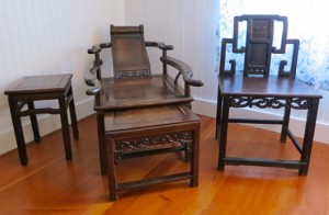 Waipio Wayside, Chinese Room, antique Chinese wood chairs